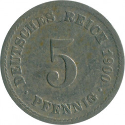 Германия 5 пфеннигов 1900 год (A)