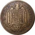 Испания 2 1/2 песеты 1953 год (56 внутри звезды)