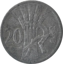 Богемия и Моравия 20 геллеров 1940 год