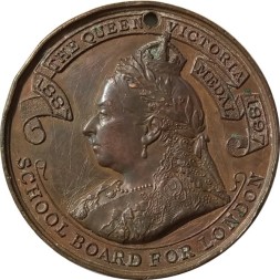 Школьная медаль Великобритания Королева Виктория. За пунктуальное посещение школы. 1900 год