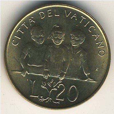 Ватикан 20 лир 1992 год