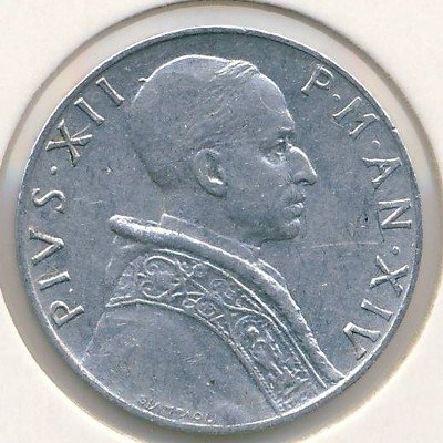Ватикан 5 лир 1952 год - Папа Пий XII. Богиня правосудия