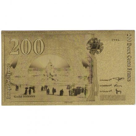Сувенирная банкнота Франция 200 франков 1996 (золотые) - UNC