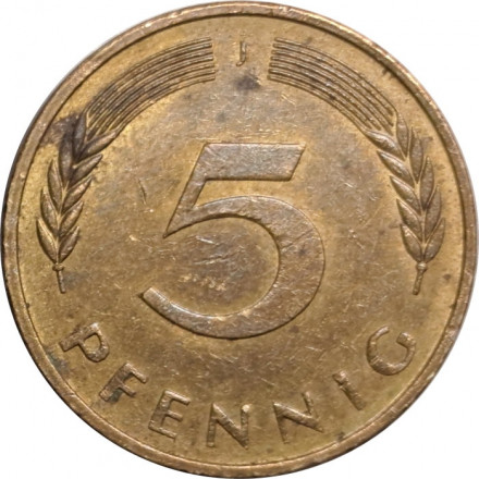 ФРГ 5 пфеннигов 1977 год - J