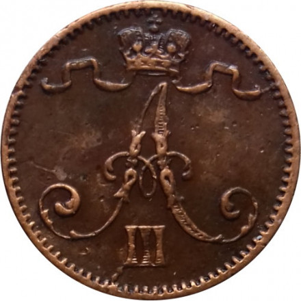 Финляндия 1 пенни 1888 год - Александр III - XF