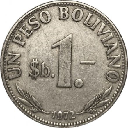 Боливия 1 песо боливиано 1972 год