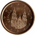 Испания 1 евроцент 2012 год - Кафедральный собор Сантьяго-де-Компостела
