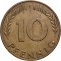 ФРГ 10 пфеннигов 1972 год (F)