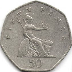 Великобритания 50 пенсов 2001 год