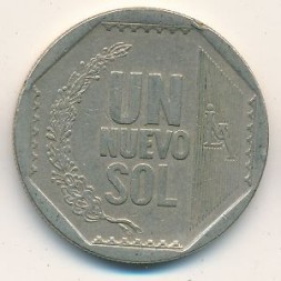 Монета Перу 1 новый соль 2008 год