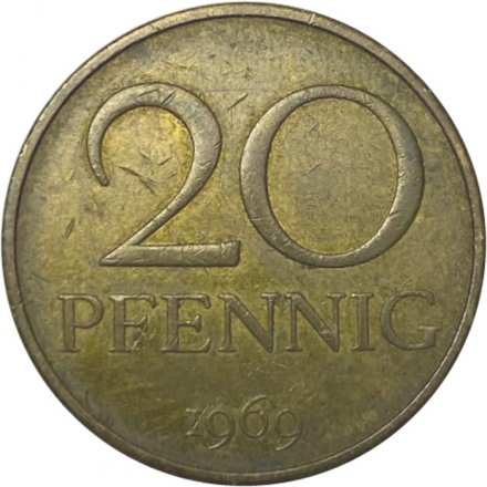 ГДР 20 пфеннигов 1969 год