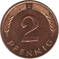 ФРГ 2 пфеннига 1990 год - D