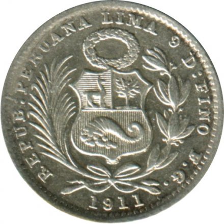 Перу 1 динеро 1911 год