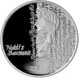 Латвия 1 лат 2013 год - Рудольф Блауманис