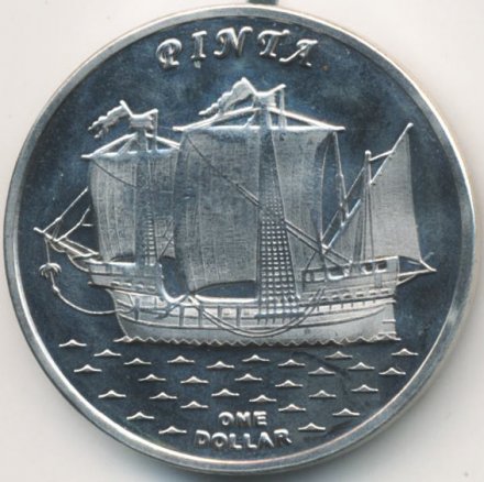Острова Гилберта (Кирибати) 1 доллар 2016 год - Парусник Пинта