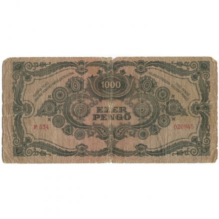 Венгрия 1000 пенгё 1945 год - G