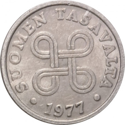 Финляндия 5 пенни 1977 год (алюминий)