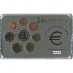 Набор из 8 евромонет Бельгия 2001-2005 год (в банковской упаковке)