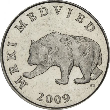 Хорватия 5 кун 2009 год - Бурый медведь