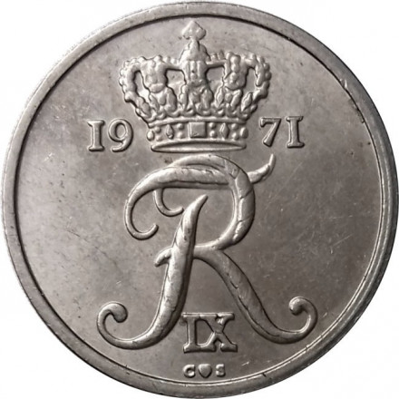 Дания 10 эре 1971 год - Король Фредерик IX
