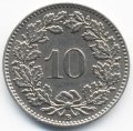 Швейцария 10 раппенов 1957 год