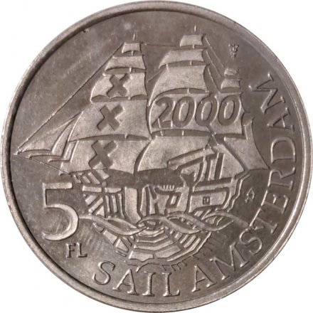 Монетовидный жетон Нидерланды 5 флоринов 2000 год - Парус Амстердам &quot;Крузенштерн&quot;