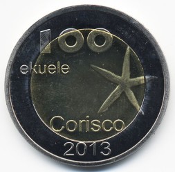 Монета Остров Кориско (Экваториальная Гвинея) 100 экуэле 2013 год