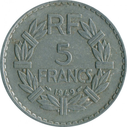 Франция 5 франков 1949 год (без отметки МД)