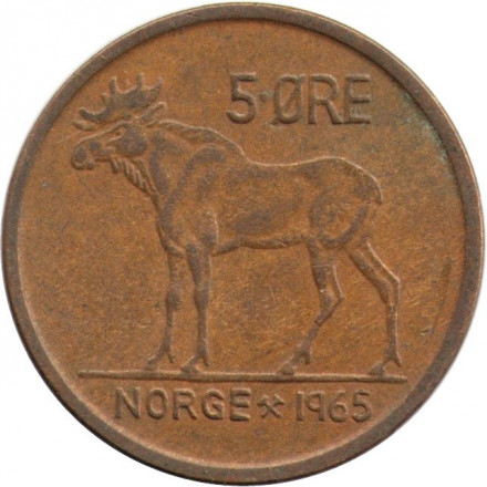 Норвегия 5 эре 1965 год - Лось