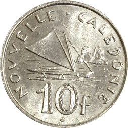 Новая Каледония 10 франков 2007 год - Парусная лодка