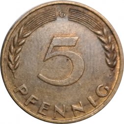 ФРГ 5 пфеннигов 1970 год - G