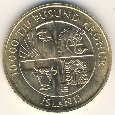 Исландия 10000 крон 1974 год