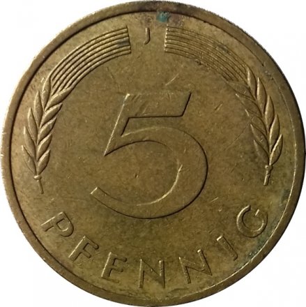 ФРГ 5 пфеннигов 1980 год (J)