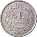 Швейцария 1/2 франка 1991 год