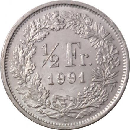 Швейцария 1/2 франка 1991 год