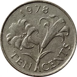 Бермудские острова 10 центов 1978 год