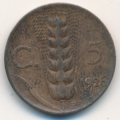 Италия 5 чентезимо 1926 год