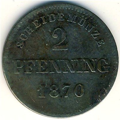 Бавария 2 пфеннинга 1870 год