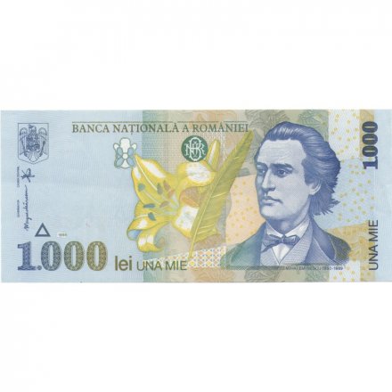 Румыния 1000 леев 1998 год - Михай Эминеску. Развалины Гистрии XF