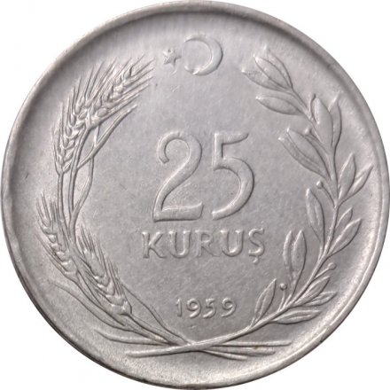 Турция 25 куруш 1959 год