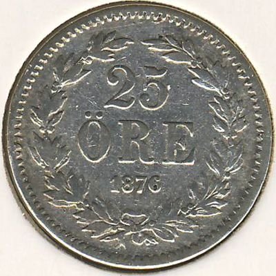 Швеция 25 эре 1876 год