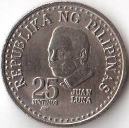 Филиппины 25 сентимо 1977 год