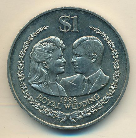Острова Кука 1 доллар 1986 год - Свадьба Принца Эндрю и Сары Фергюсон