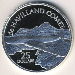 Соломоновы острова 25 долларов 2003 год - Самолёты. De Havilland Comet
