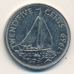 Багамские острова 25 центов 1969 год