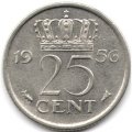 Нидерланды 25 центов 1956 год