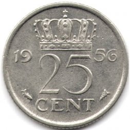 Нидерланды 25 центов 1956 год