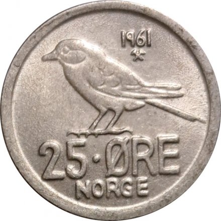 Норвегия 25 эре 1961 год