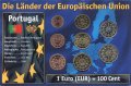 Набор из 8 евромонет Португалии 2002 - 2006 год (в запайке)