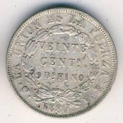 Боливия 20 сентаво 1880 год